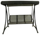 Regina 3-Seater Outdoor Patio Deck Swing, Black and Gray, 75"