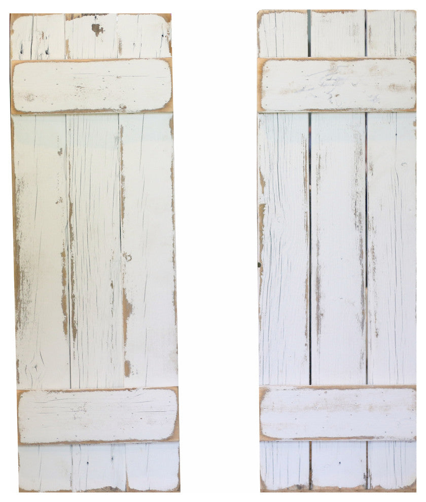 Farmhouse Decorative Shutters, Set of 2, White
