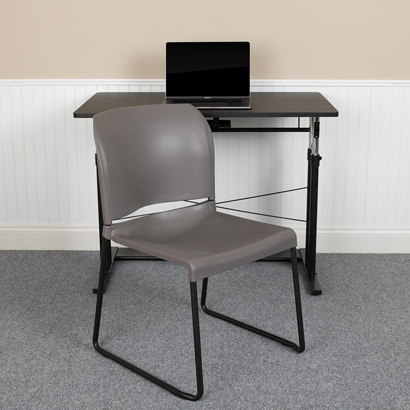 Hercules Series 880 Lb. Capacity Full Back Contoured Stack Chair-Sled Base, Gray
