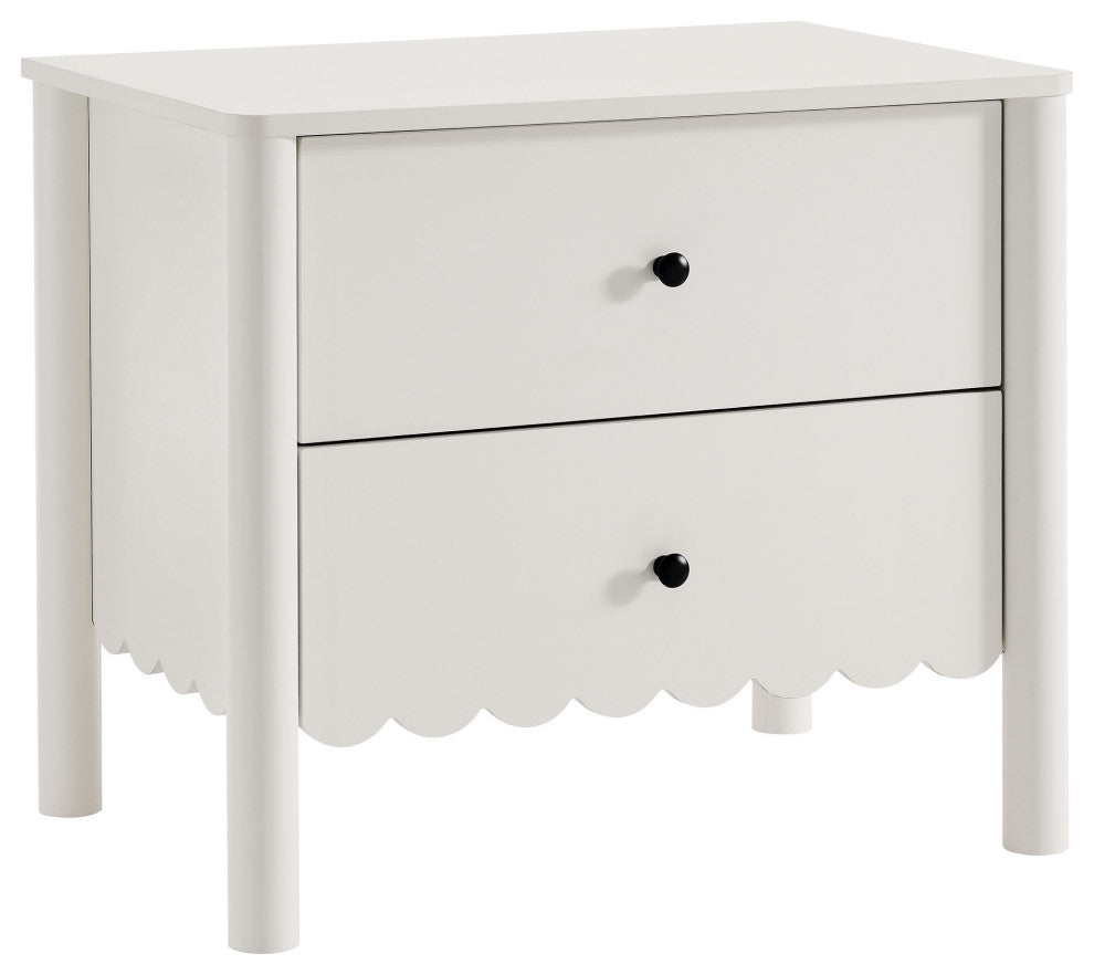 Emmeline Scalloped 2-Drawer Nightstand, White