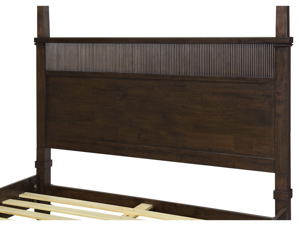 Martha Stewart Kenna Bed, Console Table, Nightstand, Dark Coffee, Bed-Queen Size