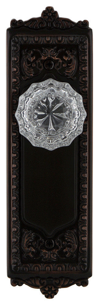 Egg and Dart Plate Interior Mortise Crystal Glass Door Knob