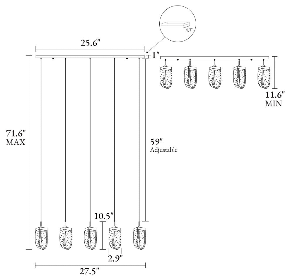 LNC Aeyilana 5-Light 28" Modern Cluster Loop LED Kitchen Island Light, Gold
