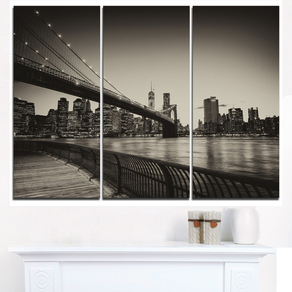 "Famous Landmark of Brooklyn Bridge" Metal Wall Art, 3 Panels, 36"x28"