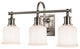 Keswick 3-Light Bath and Vanity With Opal Glossy Glass Shade, Satin Nickel