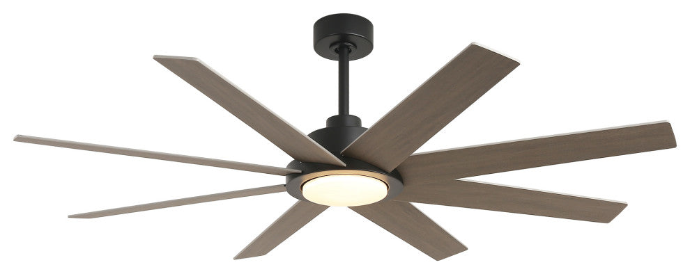 60-inch Industrial 8-Blades Black LED Ceiling Fan with Remote