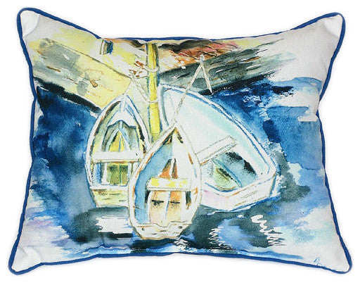Pair of Betsy Drake Three Row Boats Large Indoor/Outdoor Pillows