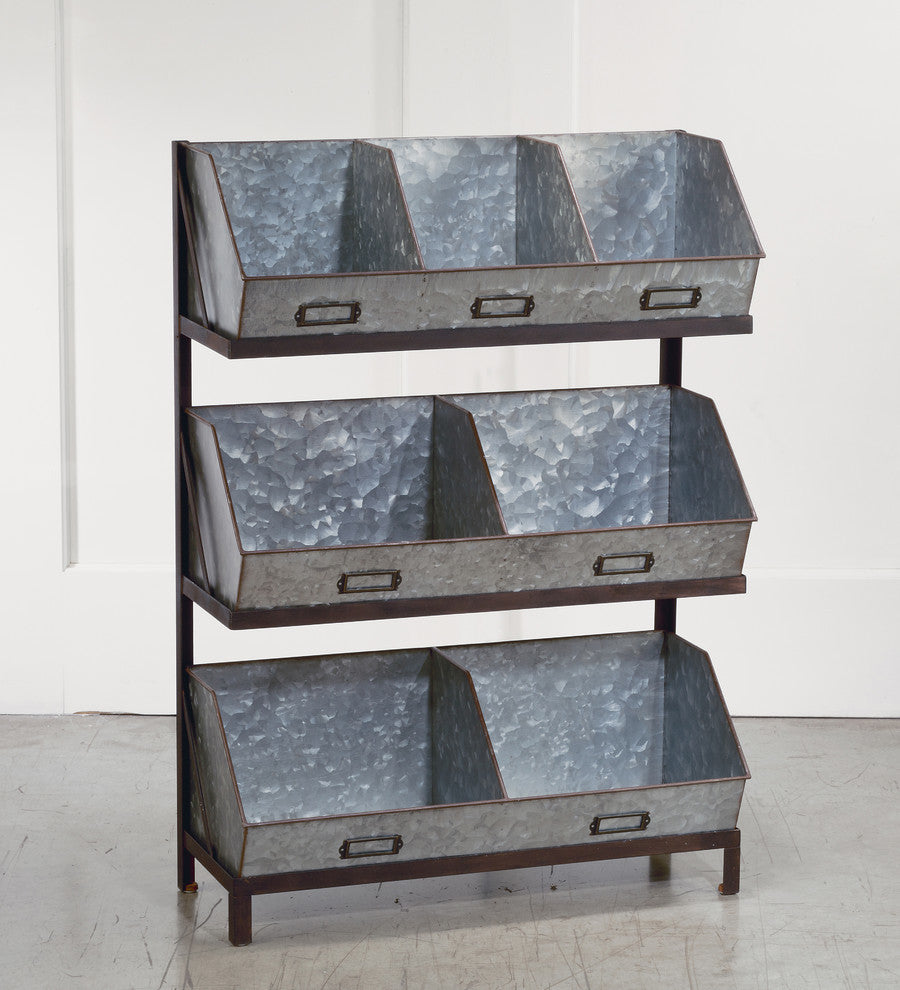 Industrial Metal Bin Display Organizer