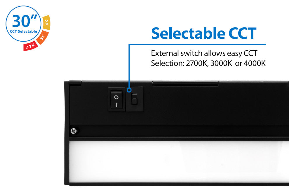 NUC-5 Series Selectable LED Under Cabinet Light, Black, 30