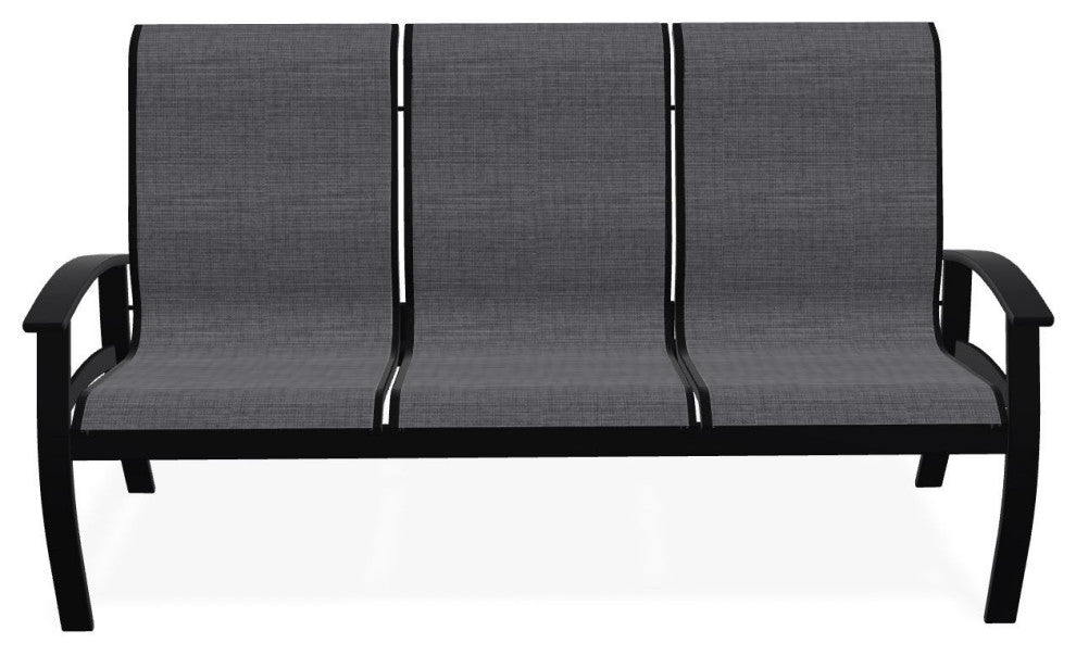 Belle Isle Sling 3-Seat Outdoor Sofa, Augustine Pewter/Black