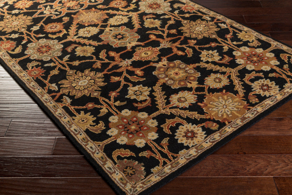 Surya Middleton AWMD-2073 Traditional Area Rug, Black, 6' Round