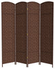 7' Tall Diamond Weave Room Divider, Dark Mocha, 4 Panels