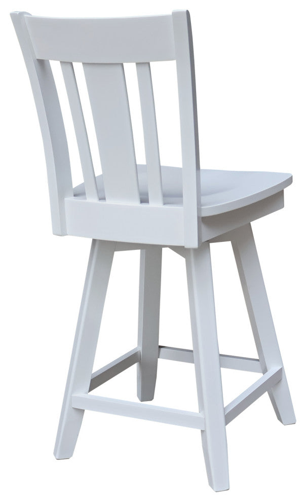 San Remo Counter Height Stool with 24 in. H Swivel Seat in White