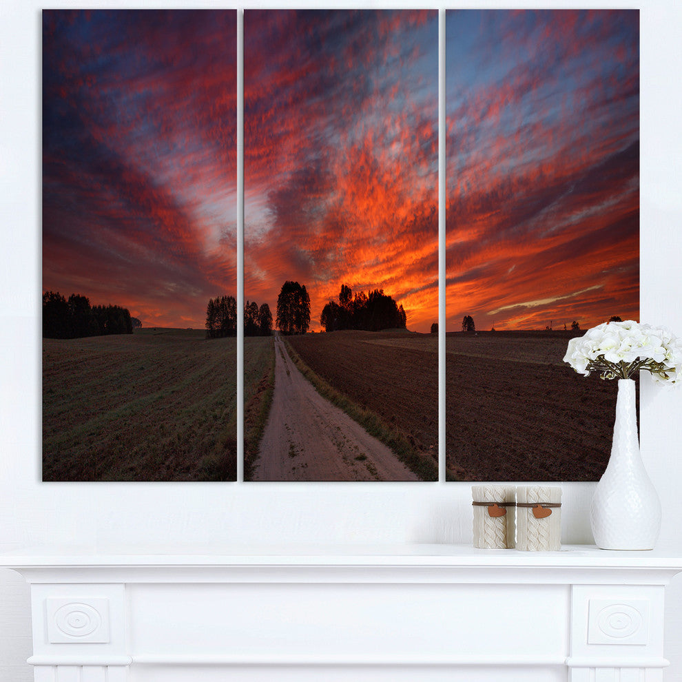 "Pathway to Fairy Autumn Sky" Metal Wall Art, 3 Panels, 36"x28"