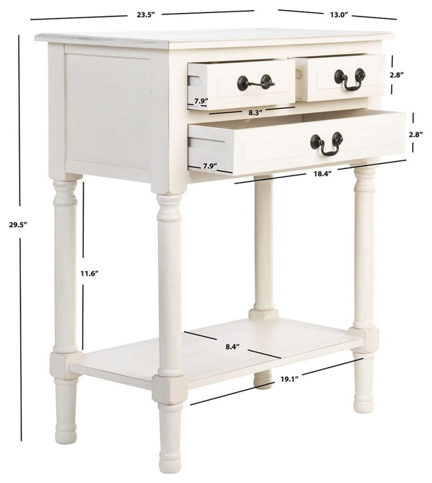 Safavieh Primrose 3 Drawer Console Table, Distrssed White