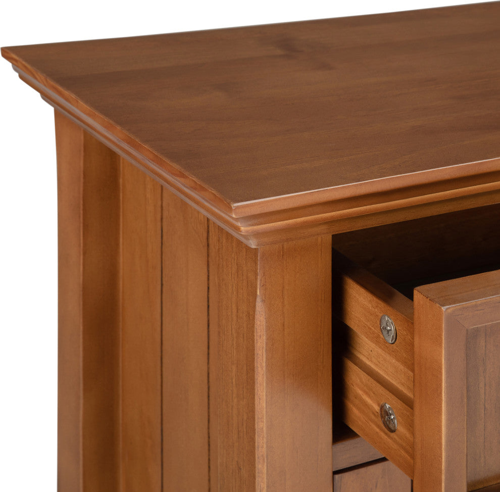 Solid Wood 36" Wide Entryway Hallway Storage Cabinet In Light Golden Brown