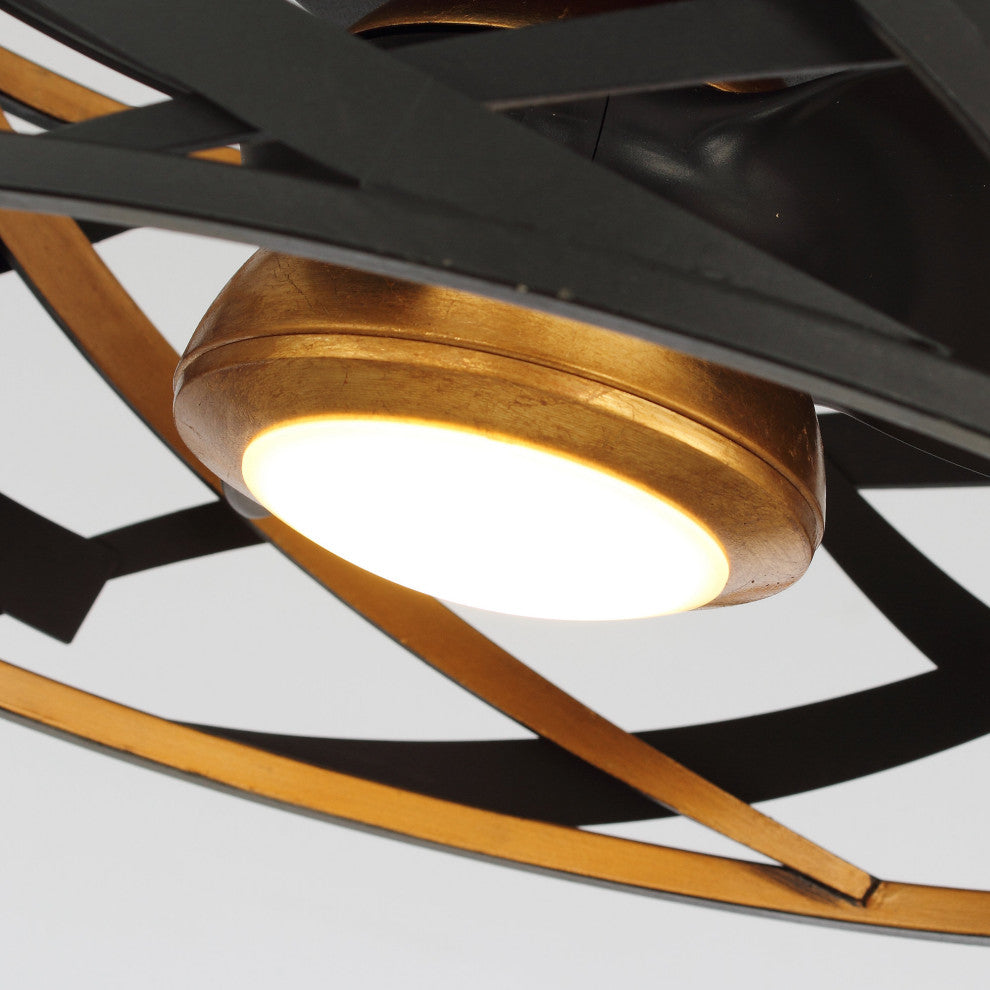 21 in Indoor Black Industrial LED Caged Ceiling Fan With Remote