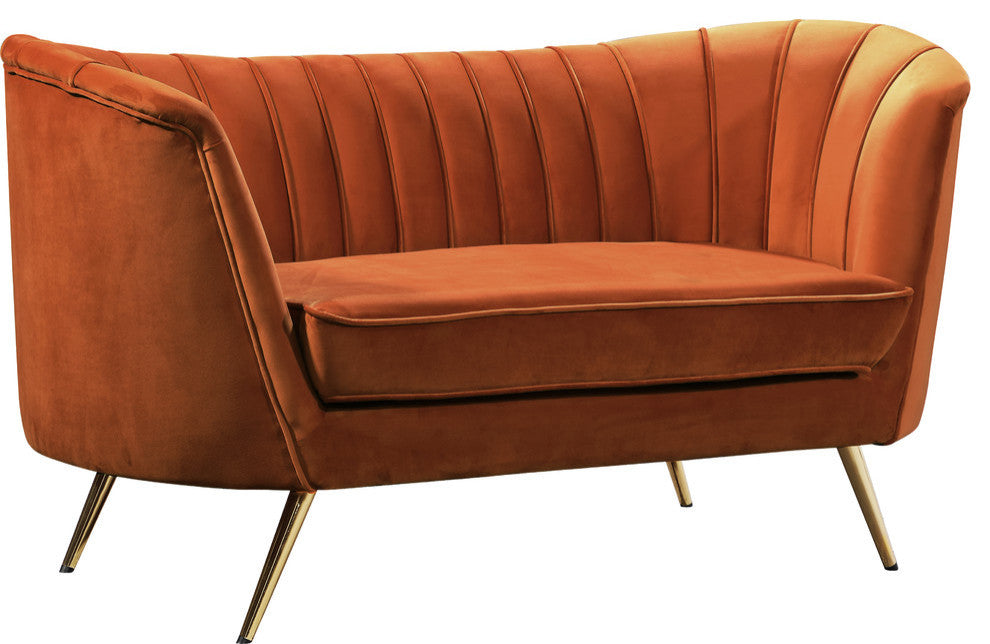 Margo Velvet Upholstered Set, Cognac, Loveseat