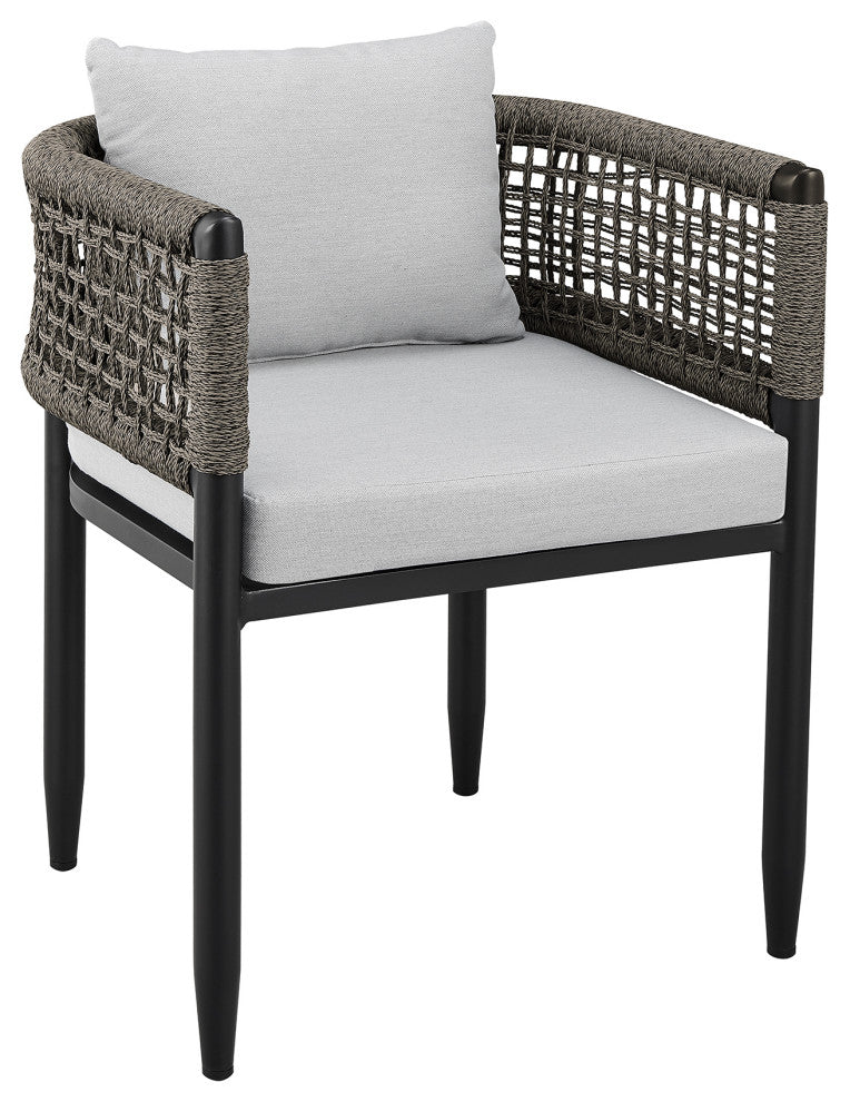 Alegria Outdoor Dining Chair in Aluminum with Gray Rope and Cushions - Set of 2