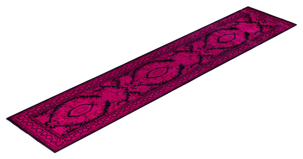 Overdyed One-of-a-Kind Hand-Knotted Area Rug Pink, 2' 6" x 12' 3"