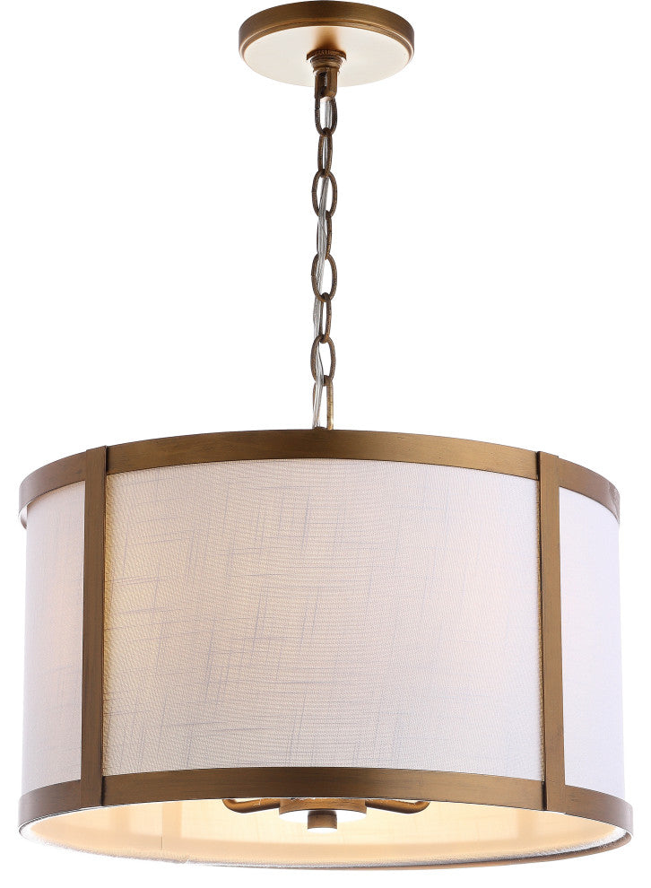 Thatcher Metal LED Pendant Light, 17", Gold, White