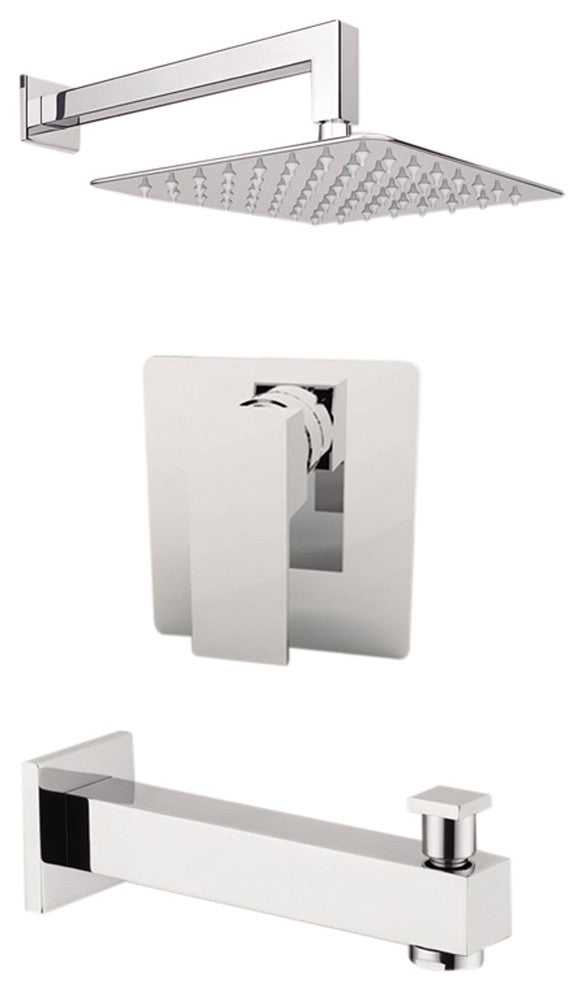Aquamoon Milan 8" Showerhead, Spout With Wall Arm, Chrome