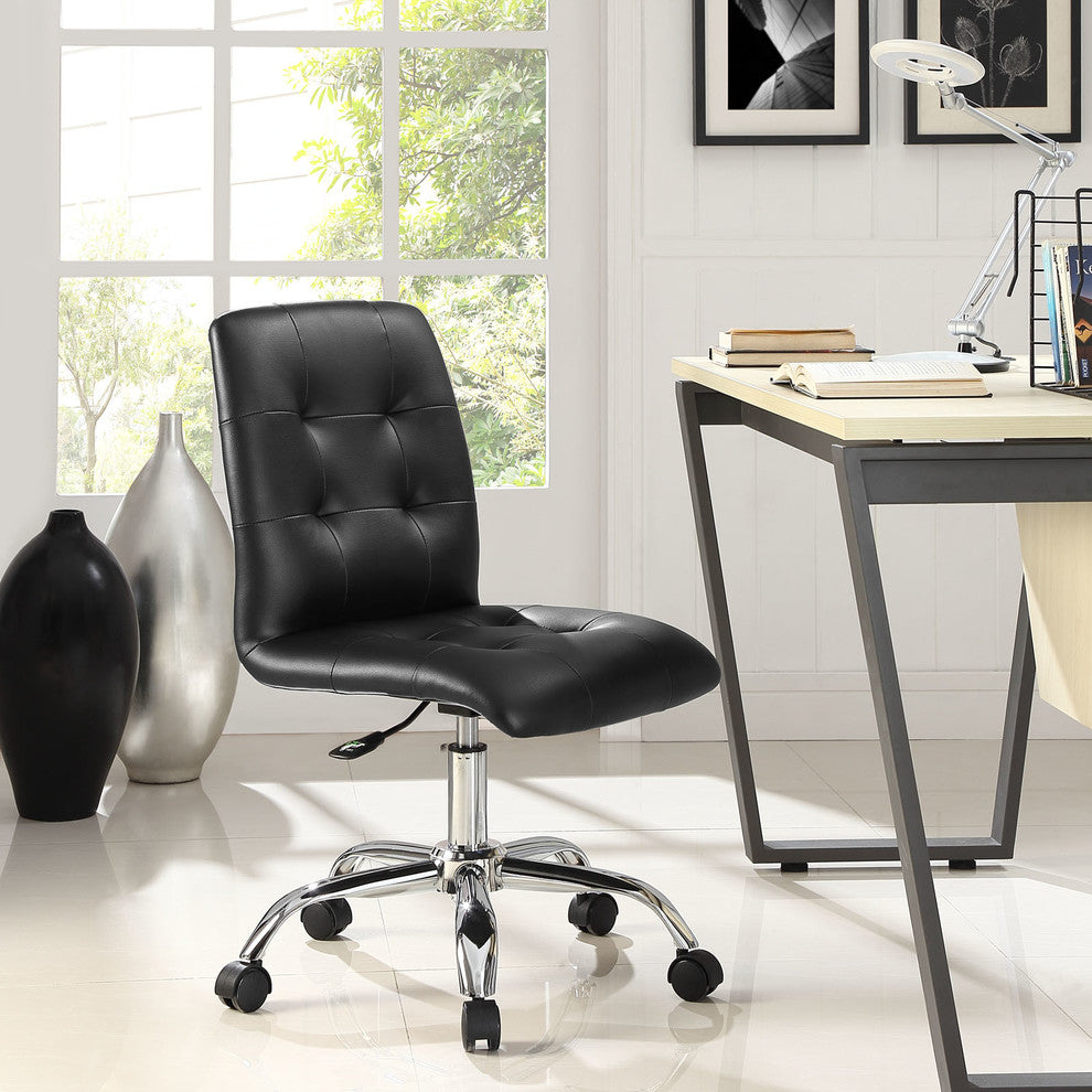 Modern Contemporary Office Chair, Black Faux Leather