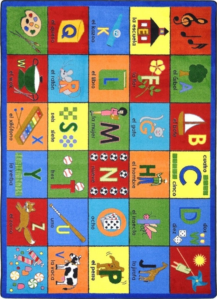 Kid Essentials Rug, Bilingual Phonics, 5'4"x7'8"