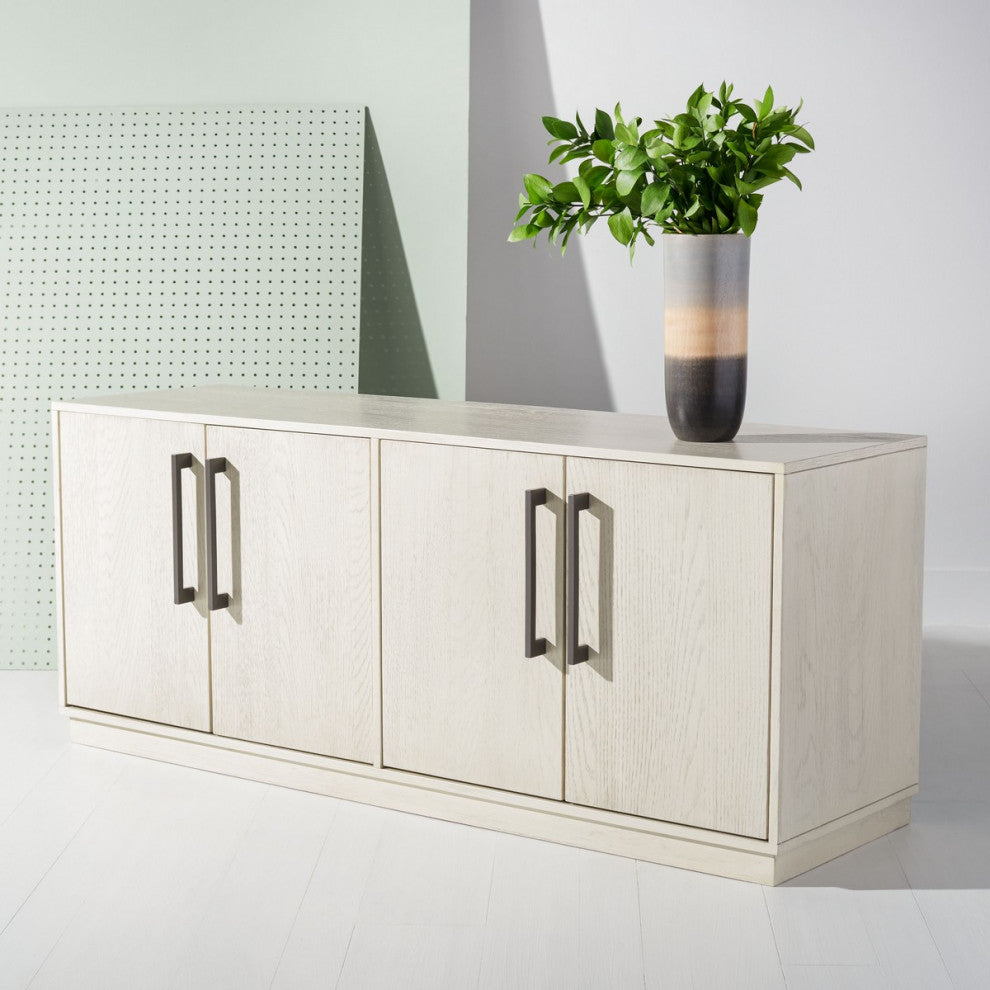 Safavieh Couture Mallory 4 Door Media Stand, White Wash