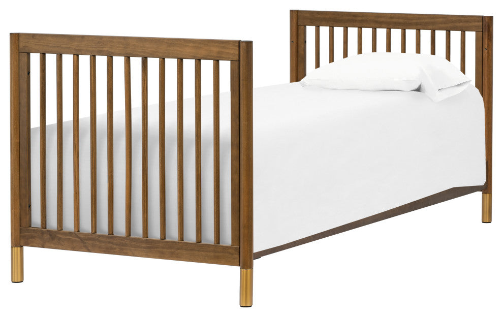 Gelato 4-in-1 Convertible Mini Crib, Natural Walnut & Gold Feet