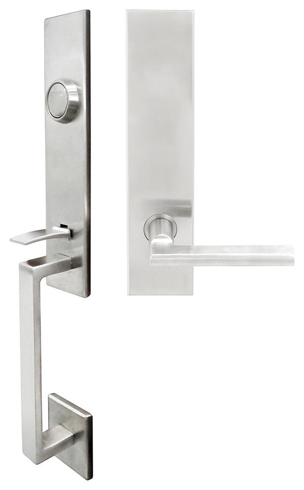 Sunrise Lever, Tubular Entry Handleset, Left Hand, Satin Stainless Steel