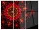 "Dark Red and Light Green Fractal Flowers" Metal Wall Art, 3 Panels, 36"x28"