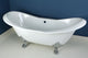 72" Cast Iron Double Slipper Clawfoot Tub w/7" Faucet Drillings, White/Chrome