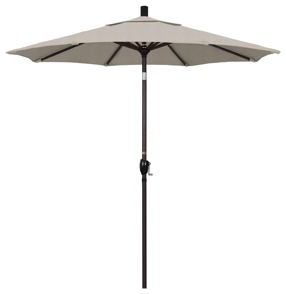 7.5' Bronze Push-Button Tilt Crank Lift Aluminum Umbrella, Olefin, Woven Granite
