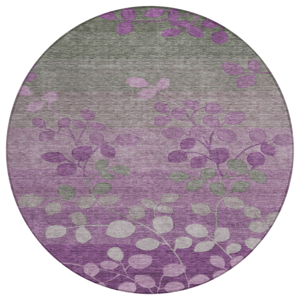 Machine Washable Indoor/Outdoor Chantille ACN1900 Purple 8' x 8' Round Rug