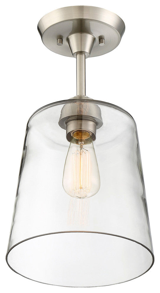 1-Light Semi-Flush Mount, Brushed Nickel