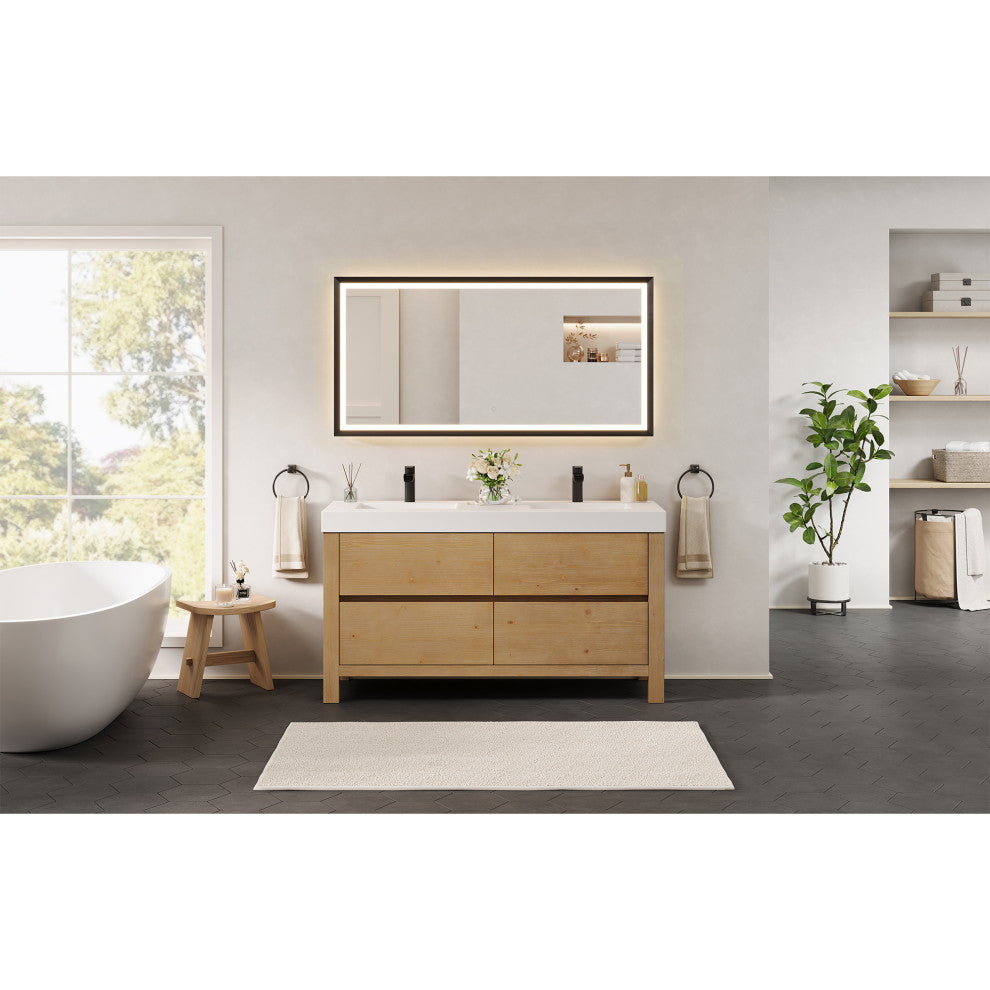 Cascadia Bathroom Vanity, Weathered Fir, 60", No Mirror