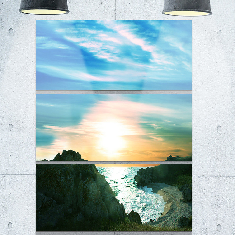"White Waters among Beach Hills" Metal Wall Art, 3 Panels, 28"x36"