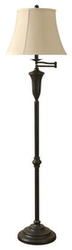 Madison Bronze Floor Lamp With Swing Arm and Natural Linen Shade
