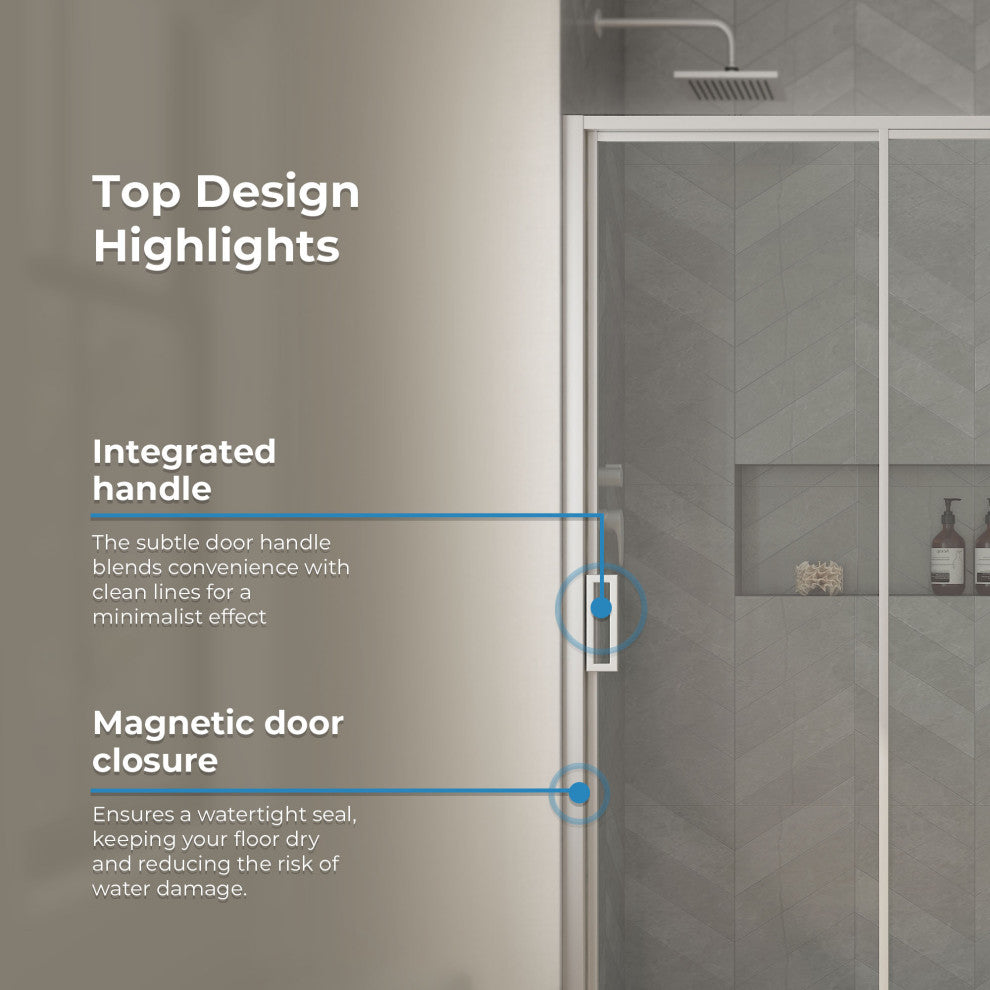 Stanford Sliding Fluted Alcove Shower Door, Satin Nickel, Clear Glass, 48"