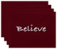 18"x14" Believe, Word Print Placemat, Cranberry, Set of 4