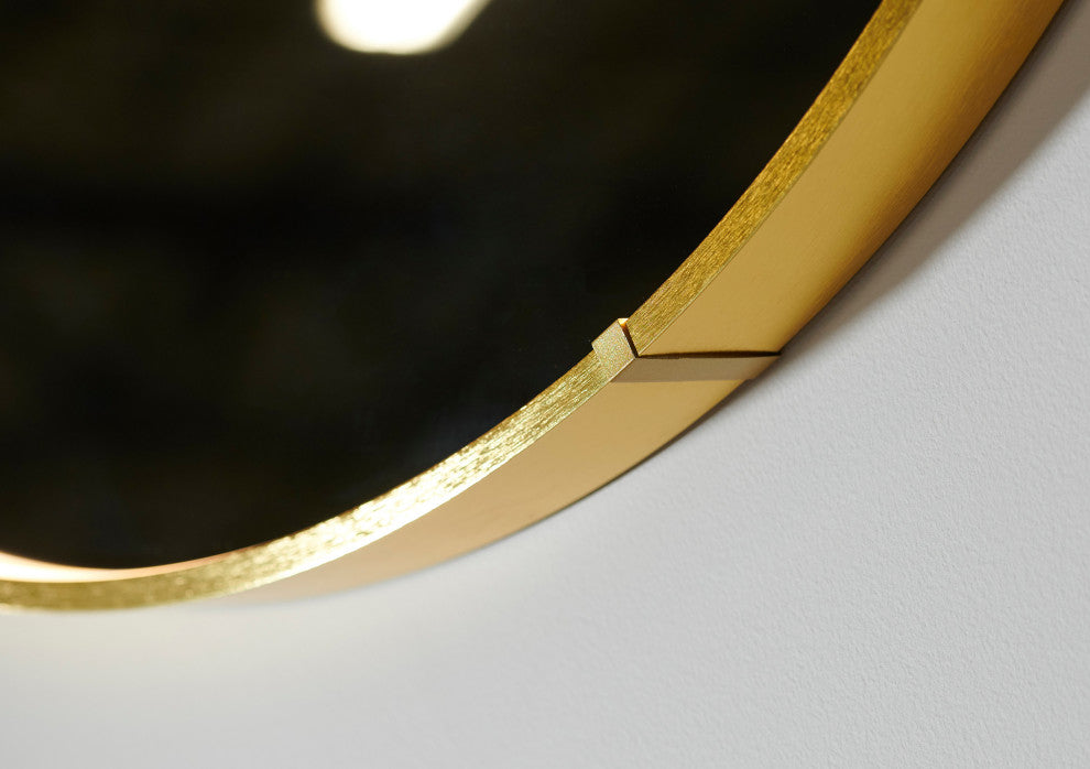 Solstice Round Wall LED Mirror, Gold