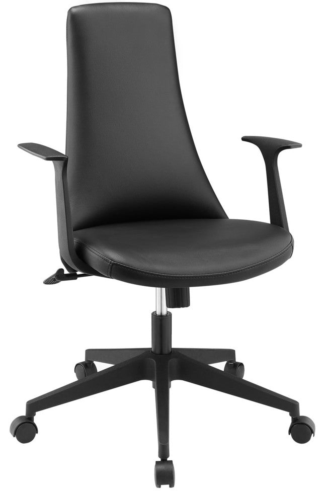 Modern Contemporary Office Chair, Black Faux Leather