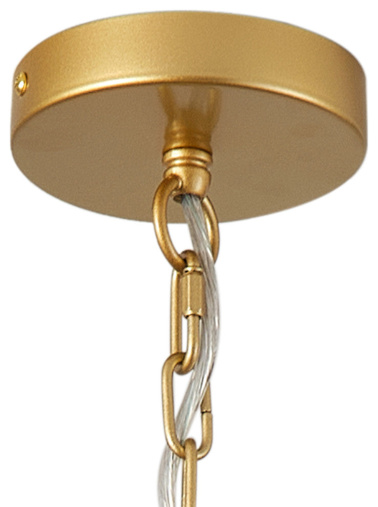 Gold 4-Light Adjustable Pendant Light Fixture With Hemp Rope Woven Craft