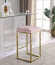 Nicola Counter Stool, Set of 2, Pink, Velvet, Gold Base