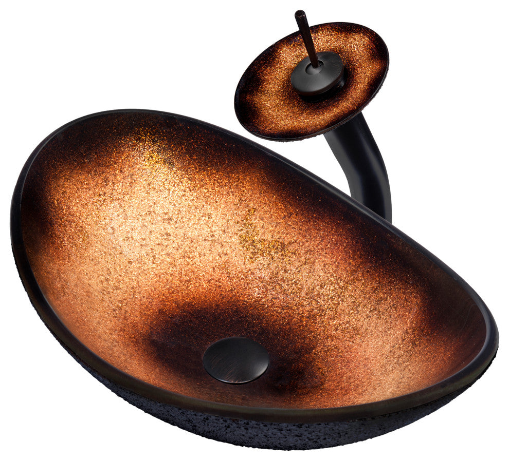 Rena Glass Vessel Sink Set, Oil Rubbed Bronze