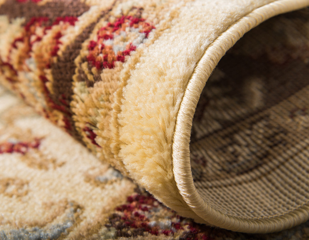 Unique Loom Cream Asheville Voyage 4' 0 x 4' 0 Square Rug