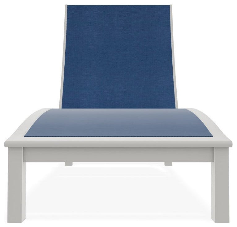Bazza Sling 4-Position Contour Outdoor Chaise Lounge, Cobalt/Snow