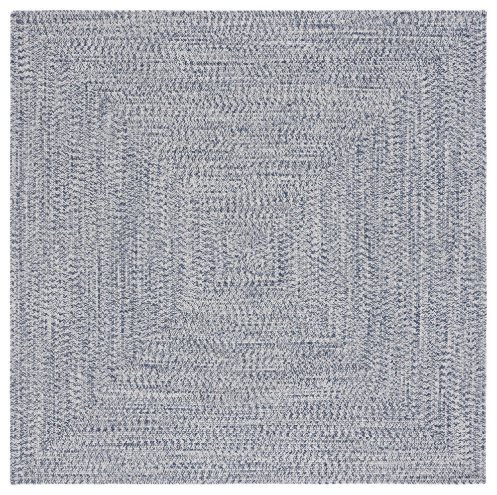 Safavieh Braided BRA201 Rug Machine-Washable, Dark Blue/Ivory, 7' Square