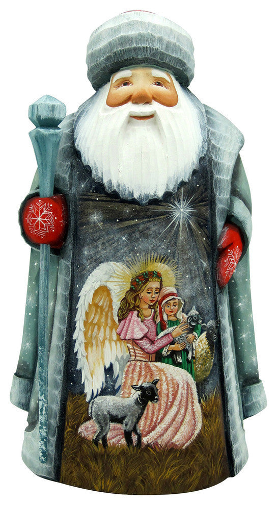 Blessing Kingdom Angel Wood Carved Santa